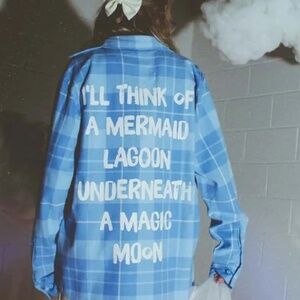 Cakeworthy Wendy Darling Peter Pan Blue Flannel Long Sleeve Shirt Small